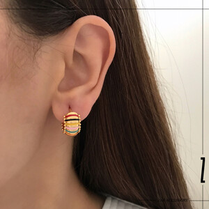 گوشواره حلقه‌ای میناکاری مولتی کالر