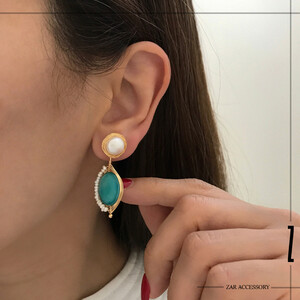 گوشواره فیروزه و مروارید