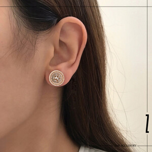 گوشواره دکمه‌ای فول نگین