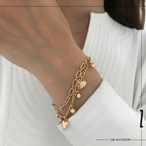 دستبند زنانه دو لاین قلب و گوی