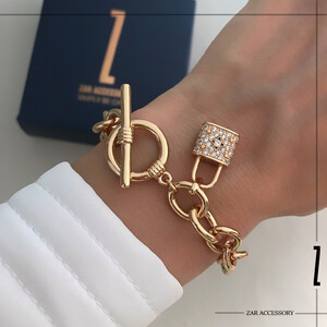 دستبند زنانه زنجیره قفل آویز