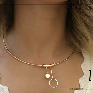گردنبند زنانه طوق دو حلقه