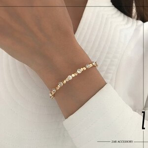 دستبند بنگل مکعب و نگین تنیسی