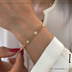 دستبند زنانه سه لاین پیونددار