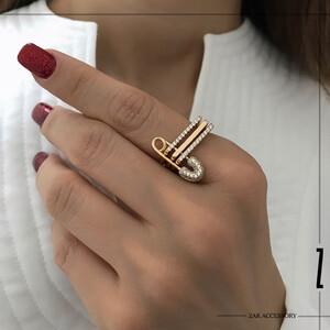 انگشتر زنانه سه قطعه سنجاق قفلی