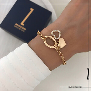 دستبند رولو دو قلب آویز