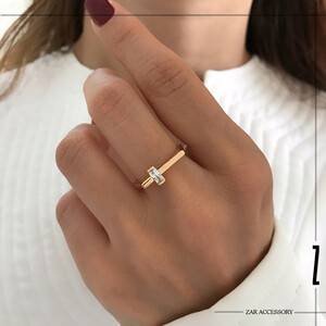 انگشتر خطی تک نگین باگتی