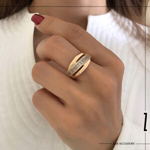 انگشتر سه لاین نگین باگتی