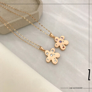 گردنبند گل نگین رنگی