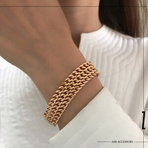 دستبند کارتیه پهن سه لاین