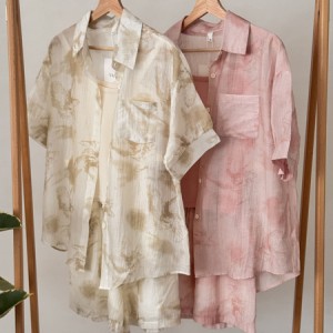 ست سه تکه شومیز و شلوارک حریر