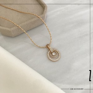 گردنبند آویز دو حلقه جواهری