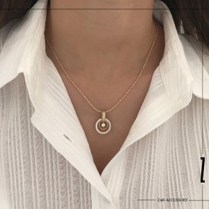 گردنبند آویز دو حلقه جواهری