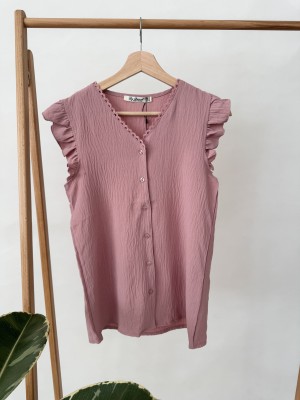 تاپ یقه هفت آستین پلیسه کالباسی