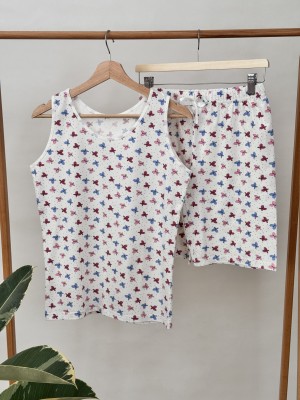 ست تاپ و شورتک میسپل طرح پروانه رنگی