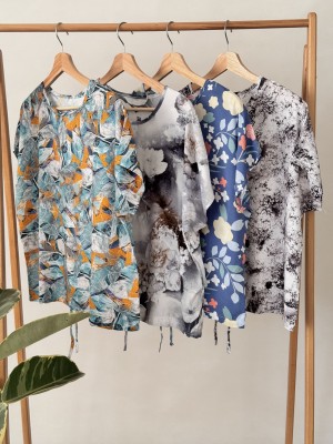 شومیز طرح‌دار نخی جلو بنددار