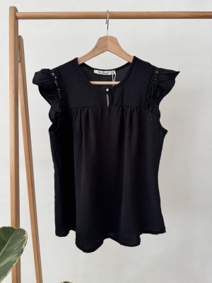 تاپ یقه گرد آستین پلیسه