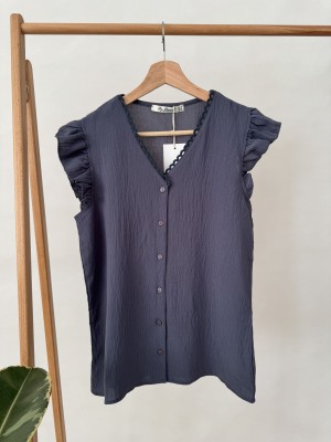 تاپ یقه هفت آستین پلیسه