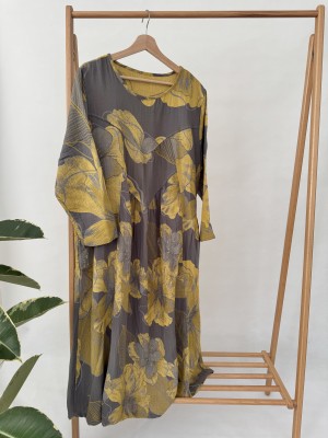 پیراهن ساحلی کنفی میدی طرح خزان