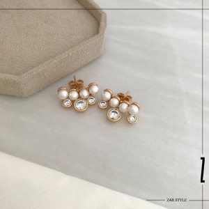 گوشواره اریب مروارید نگین آویز