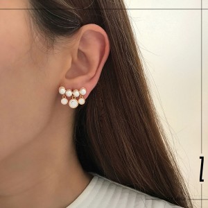 گوشواره اریب مروارید نگین آویز