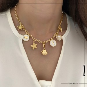 گردنبند آویزدار صدف و ستاره دریایی
