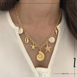 گردنبند آویزدار حلزون و ستاره دریایی