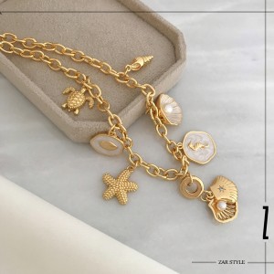 گردنبند آویزدار صدف و ستاره دریایی