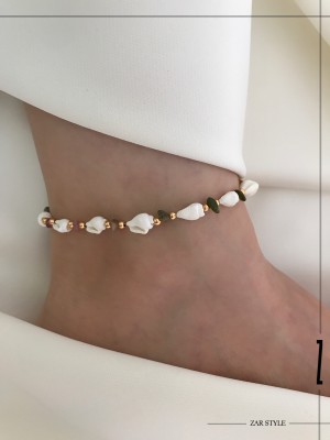 پابند صدفی سنگ رنگی