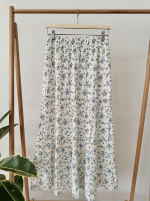 دامن حریر پلیسه گل‌دار کد 203