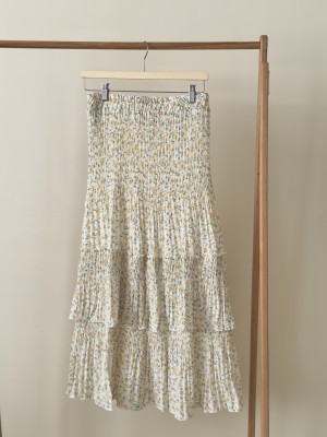 دامن حریر پلیسه گل‌دار تک چین کد 104