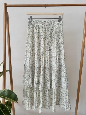 دامن حریر پلیسه گل‌دار تک چین کد 103