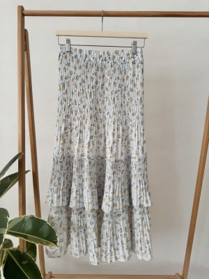 دامن حریر پلیسه گل‌دار تک چین کد 102