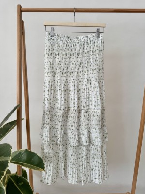 دامن حریر پلیسه گل‌دار تک چین کد 100