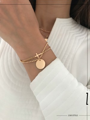 دستبند دو لاین گوی پولک آویز