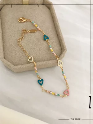 پابند میناکاری قلبی و مهره‌دار