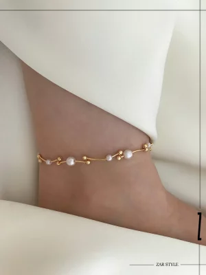 پابند میناپابند میله‌ منحنی گوی و مرواریدکاری قلبی و مهره‌دار