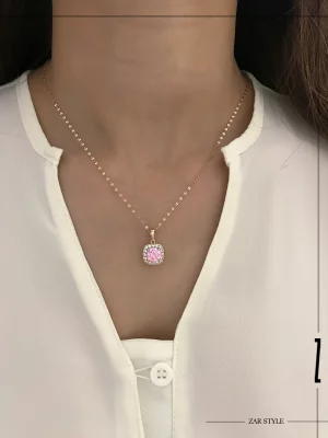 گردنبند جواهری نگین صورتی