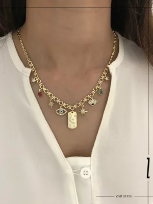 گردنبند آویزدار ماه و ستاره و چشم