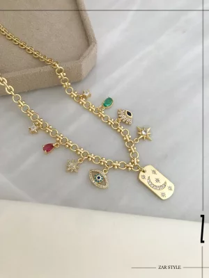 گردنبند آویزدار ماه و ستاره و چشم