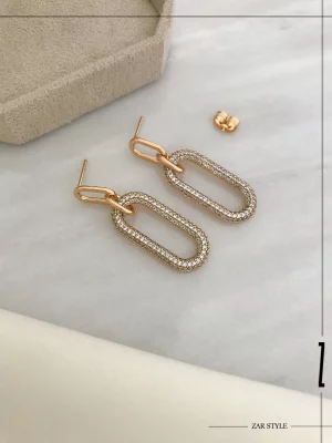 گوشواره آویز بیضی نگین‌دار