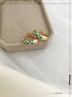 گوشواره میناکاری گل سبز