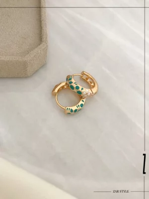 گوشواره میناکاری گل سبز
