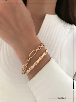 دستبند بامبو آینه‌ای نگین خطی