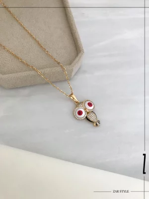 گردنبند آویز جغد میناکاری