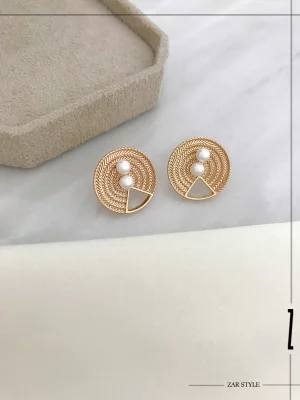 گوشواره سبد حصیری دو مروارید