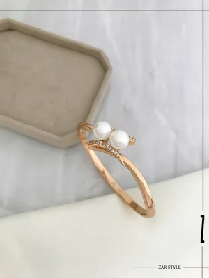 دستبند زیگزاگی دو مروارید