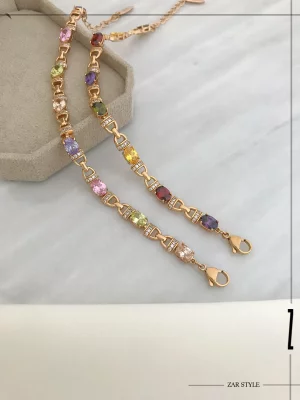 دستبند سنگ تراش بیضی مولتی کالر