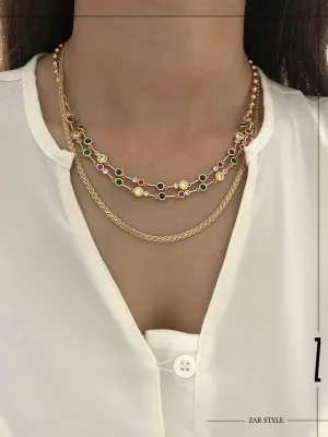 گردنبند زنانه بافت اس حاشیه‌دار