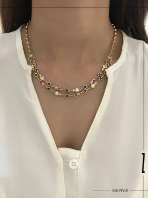 گردنبند دو لاین نگین مارکو مولتی کالر